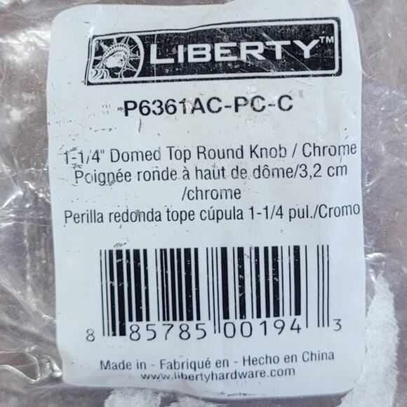 Liberty P6361AC-PC-C 1-1/4-Inch Domed Top Round Cabinet Hardware Knob - Picture 2 of 3